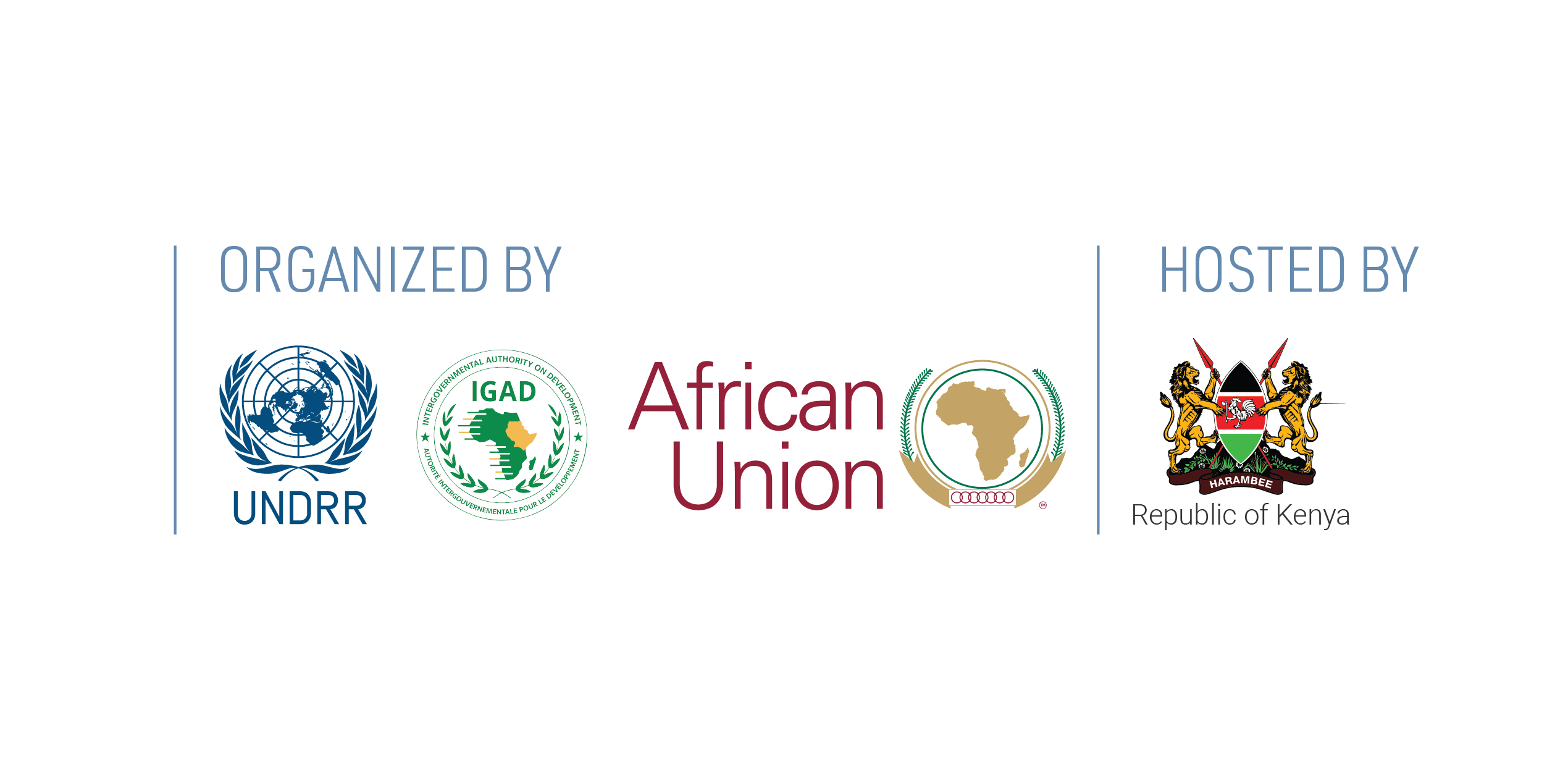 logos of the organizers (UNDRR, IGAD, AU) and the host country (Republic of Kenya)